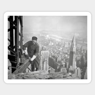 Empire State Steelworker, 1936. Vintage Photo Sticker